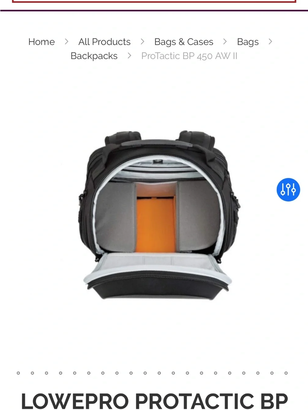 Lowepro Protactic Black Camera Backpack BP450 AWII